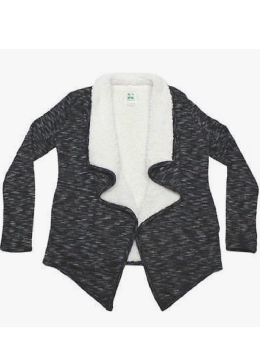 Green Tea NEW Sherpa Lined Waterfall Shrug Black Heathered Womens XL Shacket